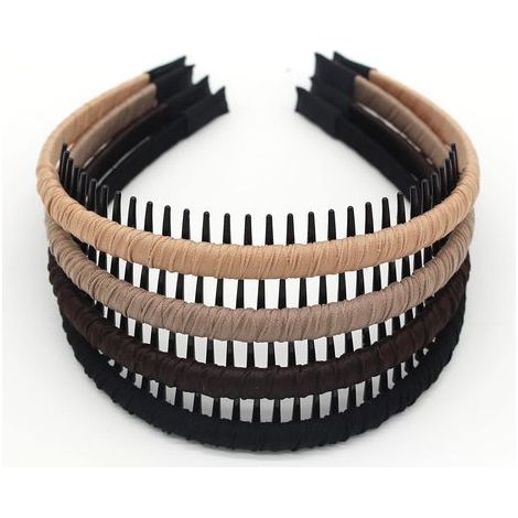 4 bandeaux pour , bandeaux antidérapants à motif zigzag, serre-tête à peigne ajustable, pour usage quotidien, yoga, spa, fêtes, mélange de résine et de coton (1/5)