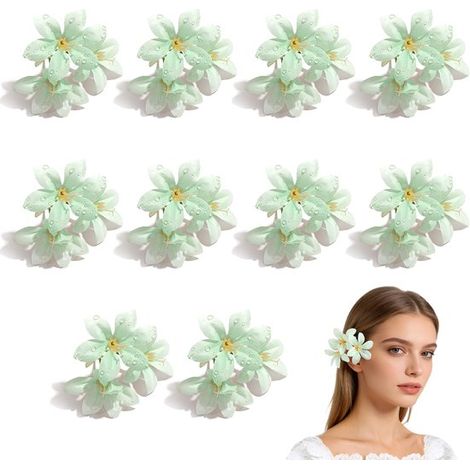 Paquete de 10 lirios artificiales, flores de seda, lirios realistas de tres lóbulos en forma de gota de rocío, Cabezas de lirio realistas (1/5)