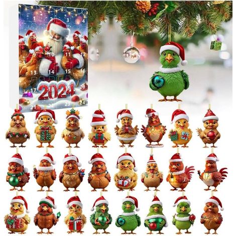Advent Calendar 2024 - 2D Advent Calendar with Santa Hat - Hanging Home Decoration for Christmas Party, Home Decoration - 24 Days (1/5)