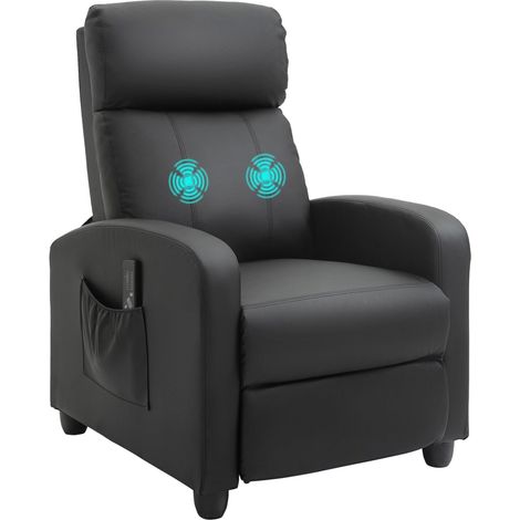 Massagesessel Relaxsessel Fernsehsessel Liegesessel mit Rückenlehne 2-Punkt-Massage PU Schaumstoff Schwarz 68 x 88 x 98 cm (1/5)