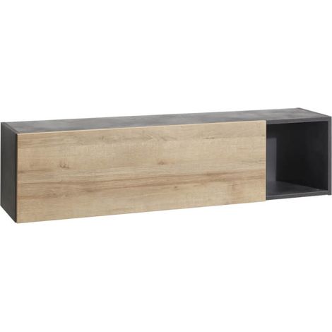 Pensile orizzontale per soggiorno "Vittoria" rovere e nero con anta a ribalta 140 cm (1/5)