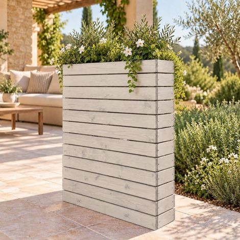 Fioriera divisoria in legno di pino nordico bianca 90 × 30 × 120 cm (1/5)