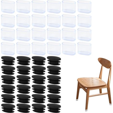 48 Pcs Bouchons en Silicone pour Chaises Ovales, 15 mm X 30 mm, Capuchons de Protection pour Pieds en Métal, Accessoires pour Meubles, Réduction du Bruit, Durable et Facile a Installer (1/5)