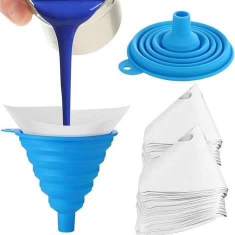 100 Pièces Filtre à Peinture Papier Jetables Passoires Filtre en Silicone Entonnoir Filtres à cône pour Voiture Pistolets (1/5)