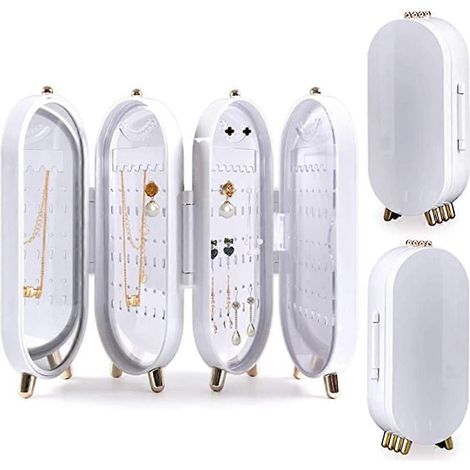 Boîte à bijoux pliable et élégante pour boucles d'oreilles et bagues, idéale pour les voyages. (1/4)