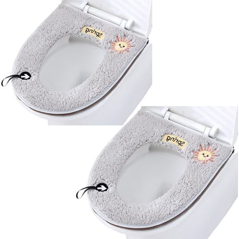 Lot de 2 abattants WC doux et chauds lavables avec boucle de suspension (1/5)