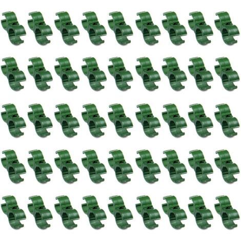 Paquete de 50 clips de plástico ajustables para enrejado de jardín, color verde, 16 mm (1/4)