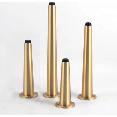 Ensemble de 4 pieds de meubles réglables en laiton, adaptés aux armoires, tables basses, meubles de salle de bain, supports TV, tables de chevet, etc., pieds en métal fuselés (30 cm/11,8 pouces). (1/5)