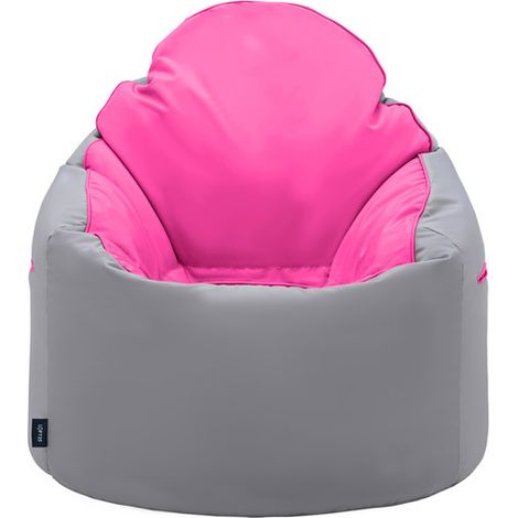 Loft 25 - Pouf poire, fauteuil poire résistant à l'eau pour le salon, pouf chaise de jeu extérieur résistant à l'eau, pouf poire rond à dossier haut 80x84 cm avec poignée de transport - Rose (1/5)