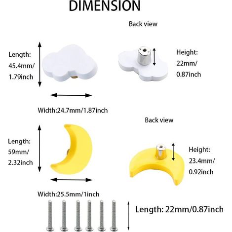 Set mit 6 weichen Schubladengriffen aus Gummi, in Cartoon-Form, für Kinder, Schränke, Spielzeug, Bücherregale (Nude Moon Mix) (1/4)