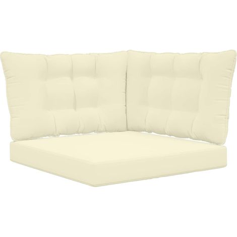 Outdoor Sofa Cushion 3 pcs Cream Polyester vidaXL