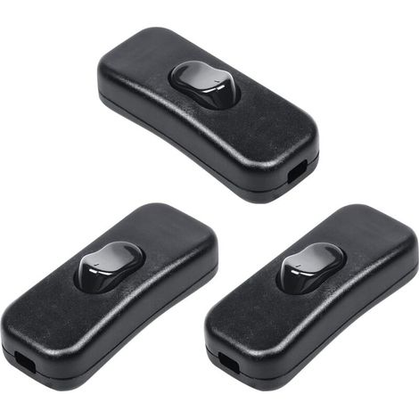 3 Pièces Ligne Cordon Interrupteur 2A 250V Interrupteur à Touche Basculante pour Lampe Inline, Câble D'éclairage à 2 ou 3 Fils, avec Allumé/éteint à Bascule