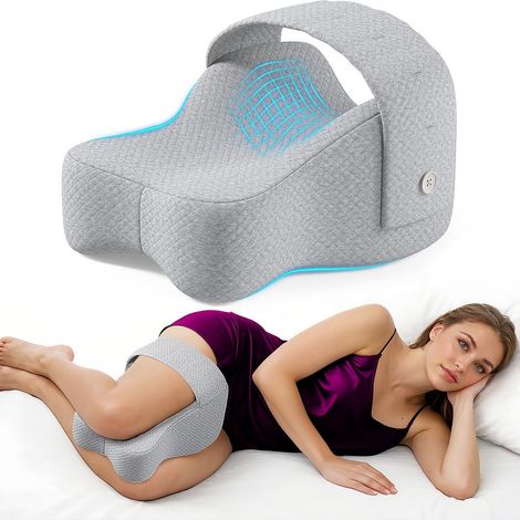 Oreiller de genou pour les couchants latéraux, soulagement de la douleur de la sciatique, oreiller dormant entre les jambes aligne la colonne vertébrale, oreiller de jambe en mousse de mémoire,blanc