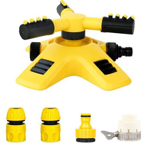 Arroseur rotatif automatique 360° – 3 broches – dispositif arrosage – adaptateur (1/2)