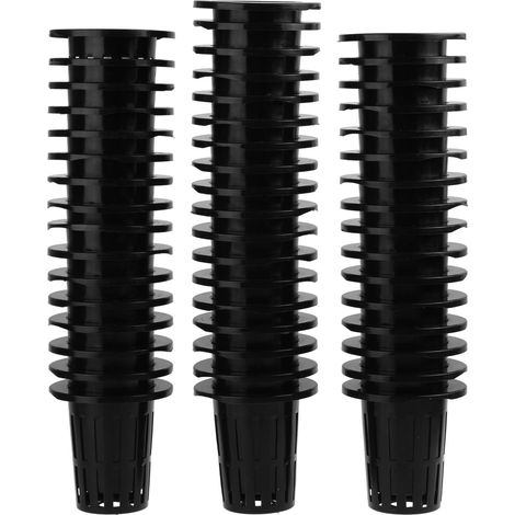 Filet à mailles fendues en plastique noir, 150 pièces, tasses à plantes, Pots, panier seau pour culture hydroponique/aquaponique/orchidées (1/5)