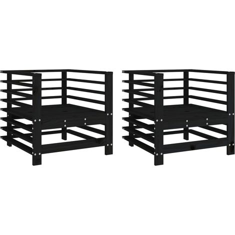 Maison Exclusive - Gartenstühle 2 Stk. Schwarz Massivholz Kiefer