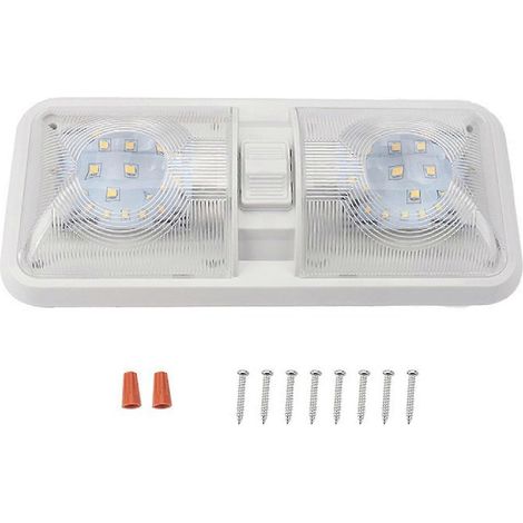 Accessoires pour remorques : éclairage intérieur à double dôme LED 12 V pour bateaux (remplacement de pièces détachées). (1/5)
