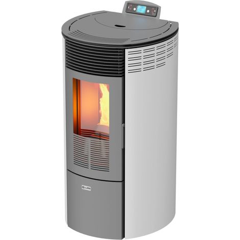 stufa a pellet canalizzata canadian stove "columbia 12c" bianco 8,7 kw