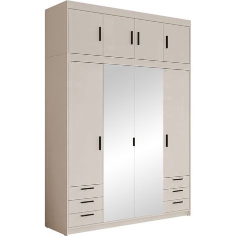 Armario Novduni 120, Beige, 246x177x53cm, Puertas de armario: Con bisagras, Número de estantes: 0 (1/4)