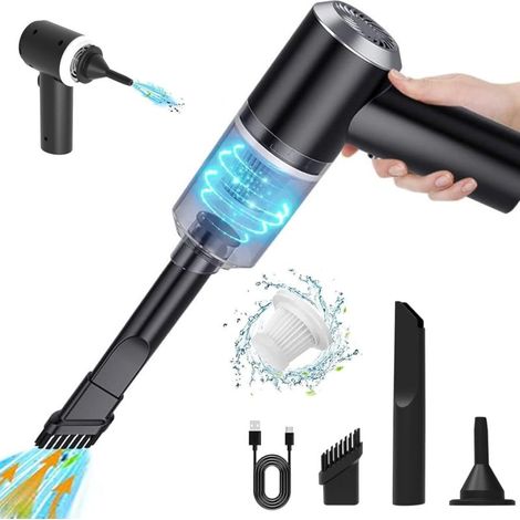 Aspirateur portatif sans fil 8000 PA, 2 en 1 (aspirateur et ventilateur), mini aspirateur de voiture portable rechargeable pour le nettoyage de la maison et de la voiture (1/5)