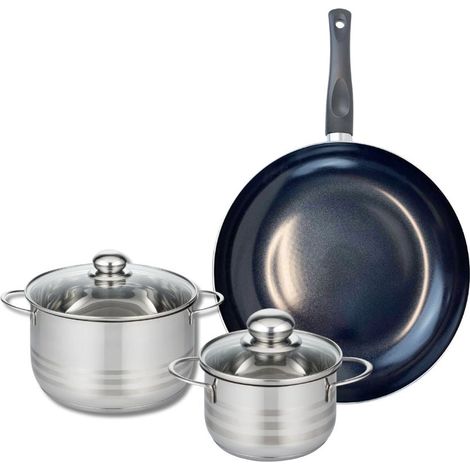 Ensemble de 1 Poêle de cuisson 32 cm et 2 faitouts 16 et 20 cm Elo Prima Brillant (1/5)
