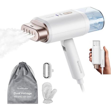 Newbealer Défroisseur Vapeur, Défroisseur de Voyage Double Tension - 220V/120V, 1200W Fer à Repasser à Main avec Réservoir