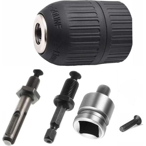 1x Mandrin de perçage à serrage automatique avec adaptateur SDS-Plus, mandrin à dégagement rapide 2–13 mm pour marteaux et perceuses électriques (1/5)