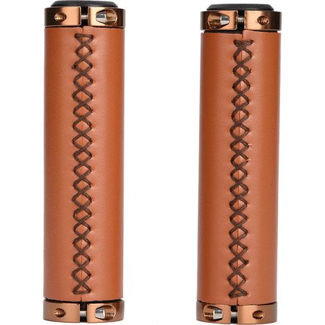 Poignées De Guidon Vélo - Cuir PU - Diamètre Intérieur 22,2 mm - Longueur 128 mm - Pour Vélo Tout Terrain Et Vélo Pliant - Par 2 (1/5)