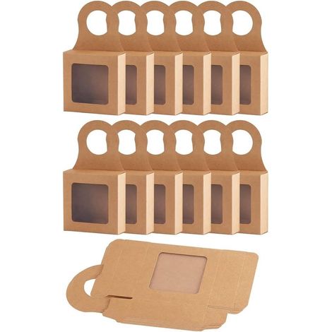 Scatola portabottiglie da 30 pezzi con finestra trasparente, adatta anche come confezione regalo per bottiglie di vino, salsicce o sapone, marrone, 9 x 9 x 3 cm (1/5)