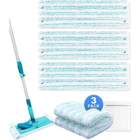 Lot de 3 housses de rechange pour serpillière Leifheit Twist/Combi XL Micro Duo, housse de nettoyage en microfibre pour tous les types de sols, idéale pour le carrelage et le stratifié (1/5)