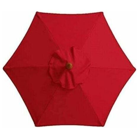 Housse de rechange pour parasol de 3m avec 6 nervures et aérations, parasol à mât décalé - Tissu polyester résistant à l'eau et aux UV (rouge) (1/5)
