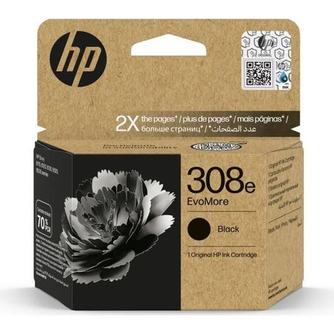 Cartouche d'encre HP 308e authentique Noir EvoMore (7FP22UE) pour HP Envy 6110, 6120, 6130, 6520, 6530 (1/5)
