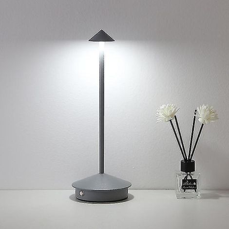 Lampe de table rechargeable créative pour salle à manger, table tactile LED, lampe de bureau décorative grise (1/5)