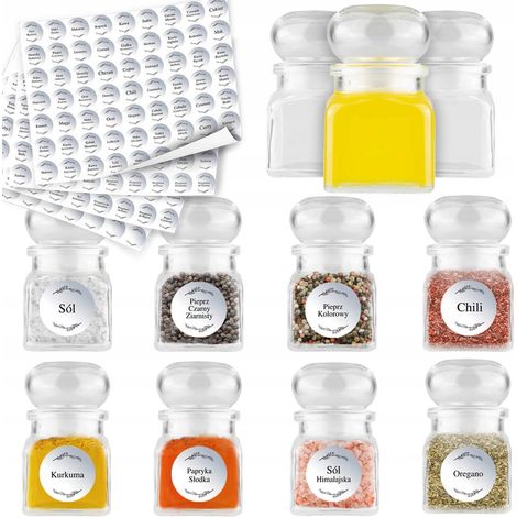 20 barattoli per spezie, miele, candele, tè 120 ml + 252 adesivi/etichette (1/5)