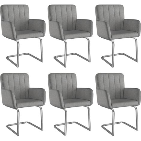 Set di 6 sedie da pranzo grigie in similpelle con gambe in metallo a zigzag (1/5)