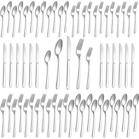 60-teiliges Steakbesteck-Set aus hochglanzpoliertem Edelstahl, Besteckset für 12 Personen, Tischmesser (1/5)
