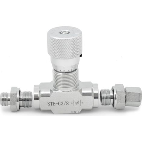 Vanne de Régulation de Débit G3/8, Limiteur de Débit Hydraulique Bidirectionnel pour Mini-pelle de 1 à 2 Tonnes, Raccord Double Voie en Acier allié (1/5)