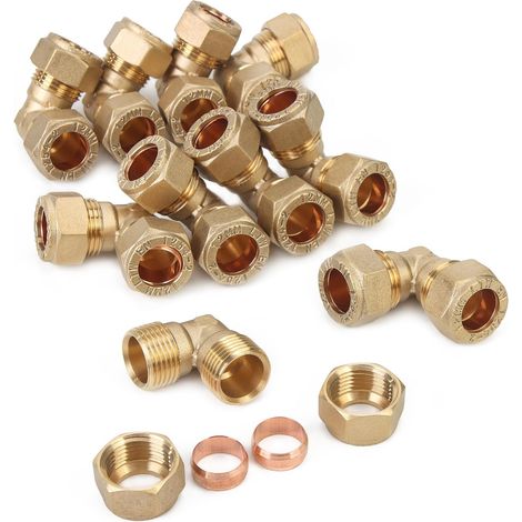 Coude raccord de compression en laiton, 12 mm de diamètre extérieur (Lot de 10) (1/4)