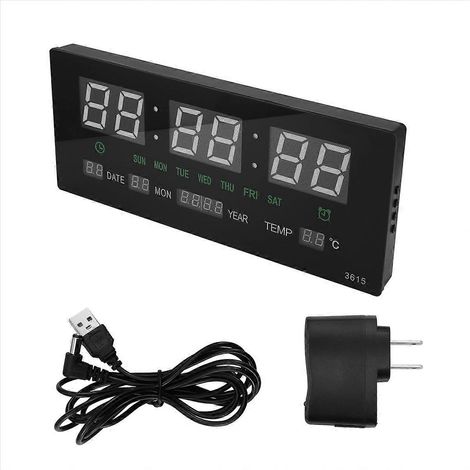 Horloge électronique numérique murale verte avec calendrier LED (1/5)