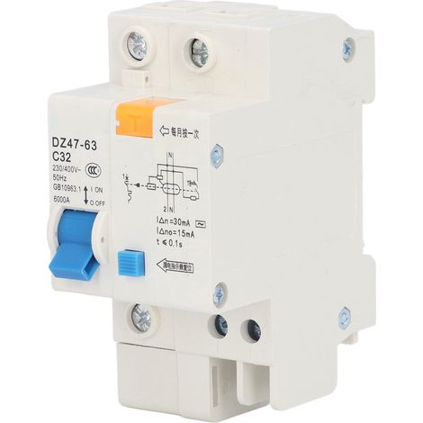 Disjoncteur différentiel 30 mA 230 V 400 V 1P+N 32 A DZ4763 C32