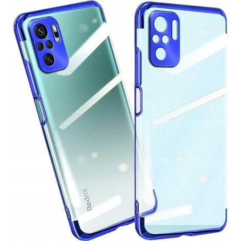Cover trasparente in gel con cornice metallica per Xiaomi Redmi Note 10 5G / Poco M3 Pro, colore blu. (1/5)