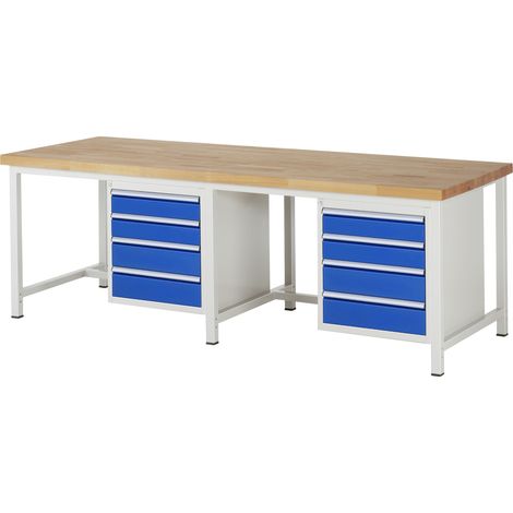 Rau Werkbank höhenverstellbar 8162A1, B2500xT900xH840-1040mm, 8x Schublade-TA (1/5)