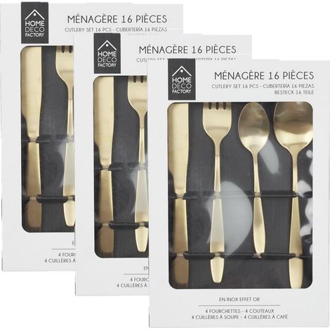 Lot de 3 ménagères en acier inoxydable 48 pièces GOLD (1/5)