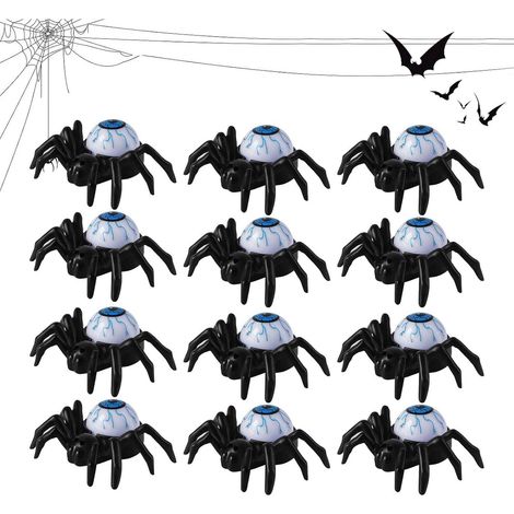 Lot de araignées LED avec yeux lumineux – Décoration Halloween terrifiante accessoires suspendus pour maison fête et extérieur 24 bleue (1/5)