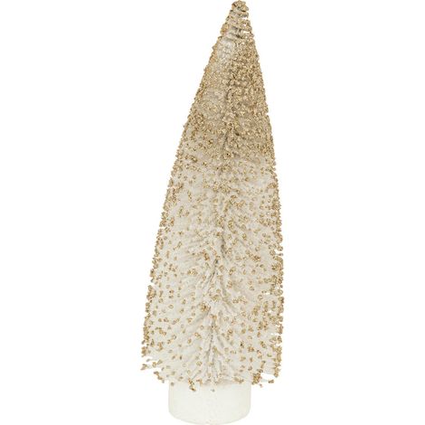 Déco de Noël Sapin lumineux Blanc pailleté Doré 10 LED H 30 cm - Feeric Christmas (1/3)