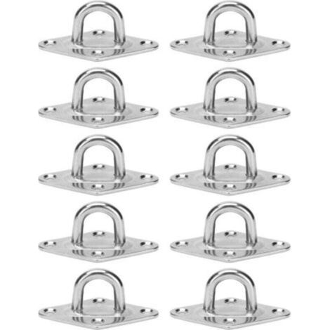 Crochet de Fixation Murale de Plafond Robuste Anchor Pad Eye Plate Acier Inoxydable 304 M5 5mm 3/16" (10 pièces) (1/4)