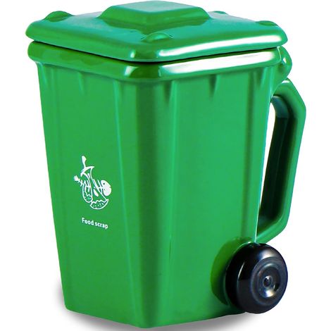 Tasse à Café en Céramique en Poubelle Forme, Tasse Tasse à Thé en Porcelaine avec Poignée et Roulette de Recyclage, Mug Poubelle, Cadeau pour Homme, Femme, Amis, Frères, 400ML (Vert) (1/4)