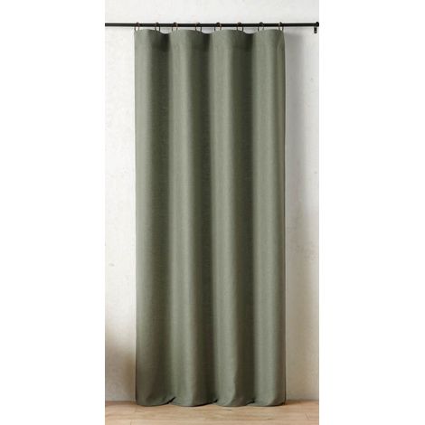 Rideau à anneaux Mistolino 145 x 260 cm – Tissé en France - 145x260cm - Vert kaki (1/2)