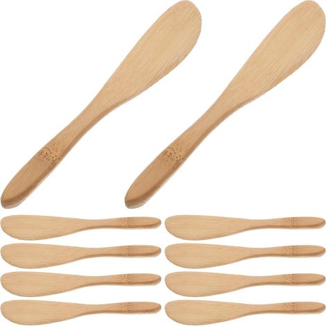 Lot de 10 spatules en bambou avec applicateurs beurre et fromage . Spatule pratique pour les vinaigr (1/5)
