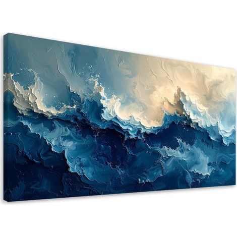 Leinwandbild Blaue Wellen Abstraktion 80x40 (1/5)